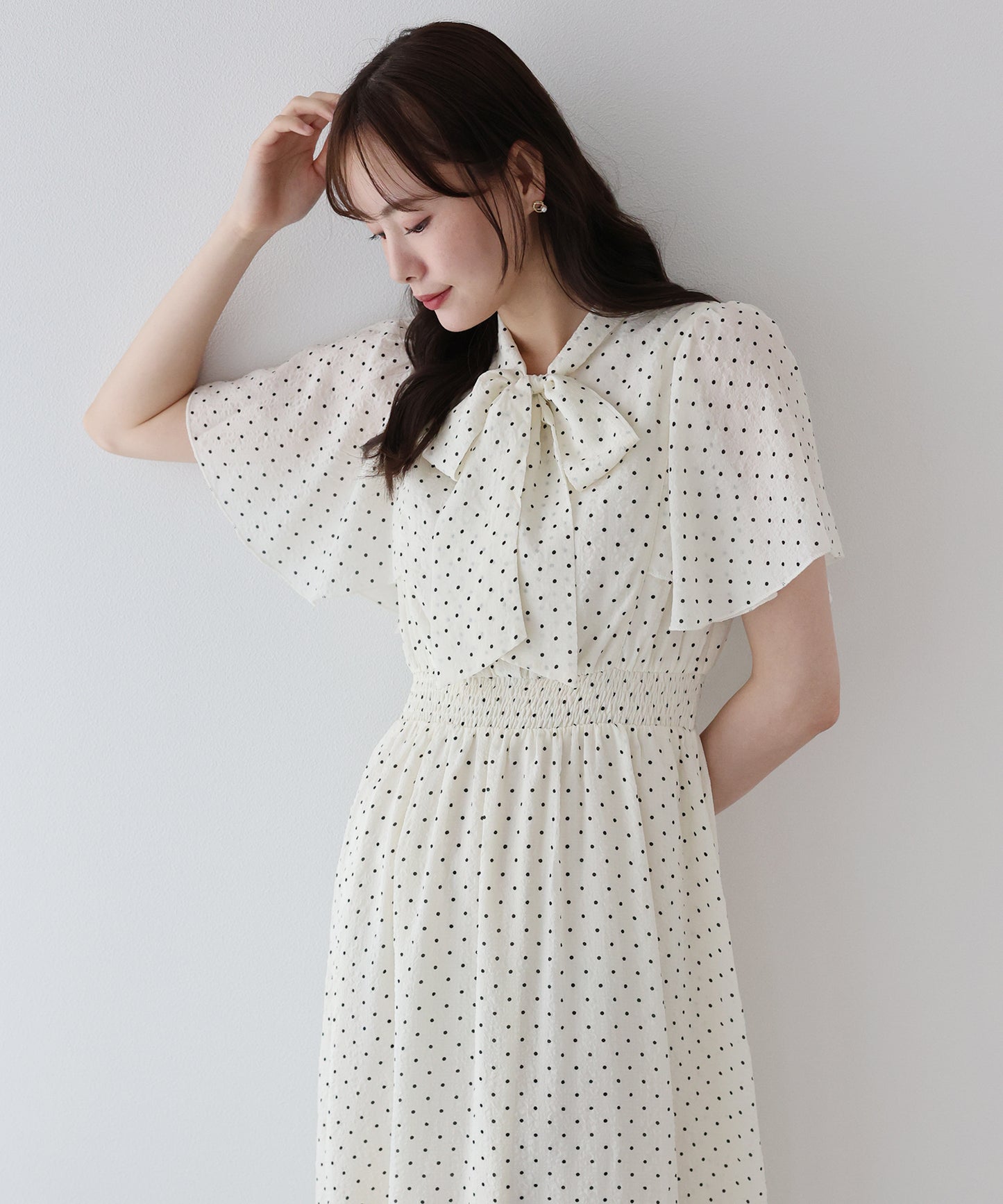 【早割5％OFF】フレアスリーブボウタイリボンワンピース