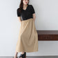【SALE】フロントシャーリングドッキングワンピース