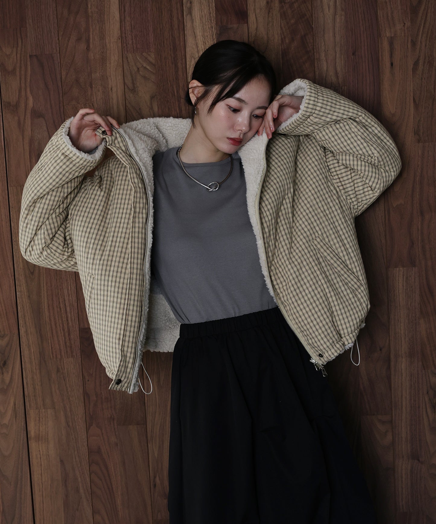 【早割5％OFF】2WAYボアチェックダウンジャケット