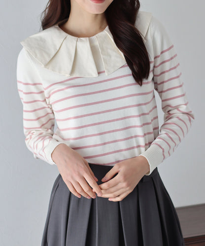 【SALE】【SALE】フリル襟付きニット