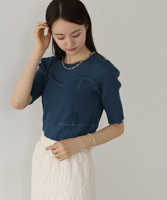 【新商品限定5％OFF（木）】ビスチェデザインニット[J by blue]