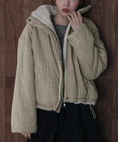 【早割5％OFF】2WAYボアチェックダウンジャケット