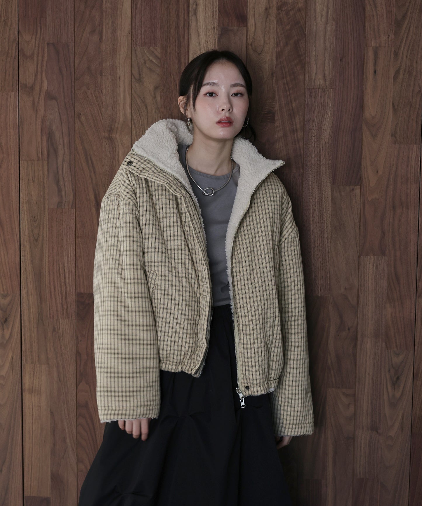 【早割5％OFF】2WAYボアチェックダウンジャケット