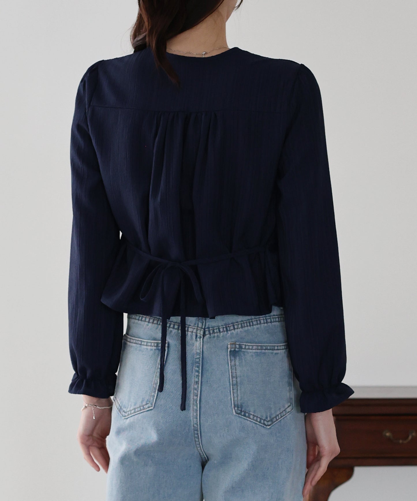 バックリボンスクエアティアードブラウス【ネコポス】