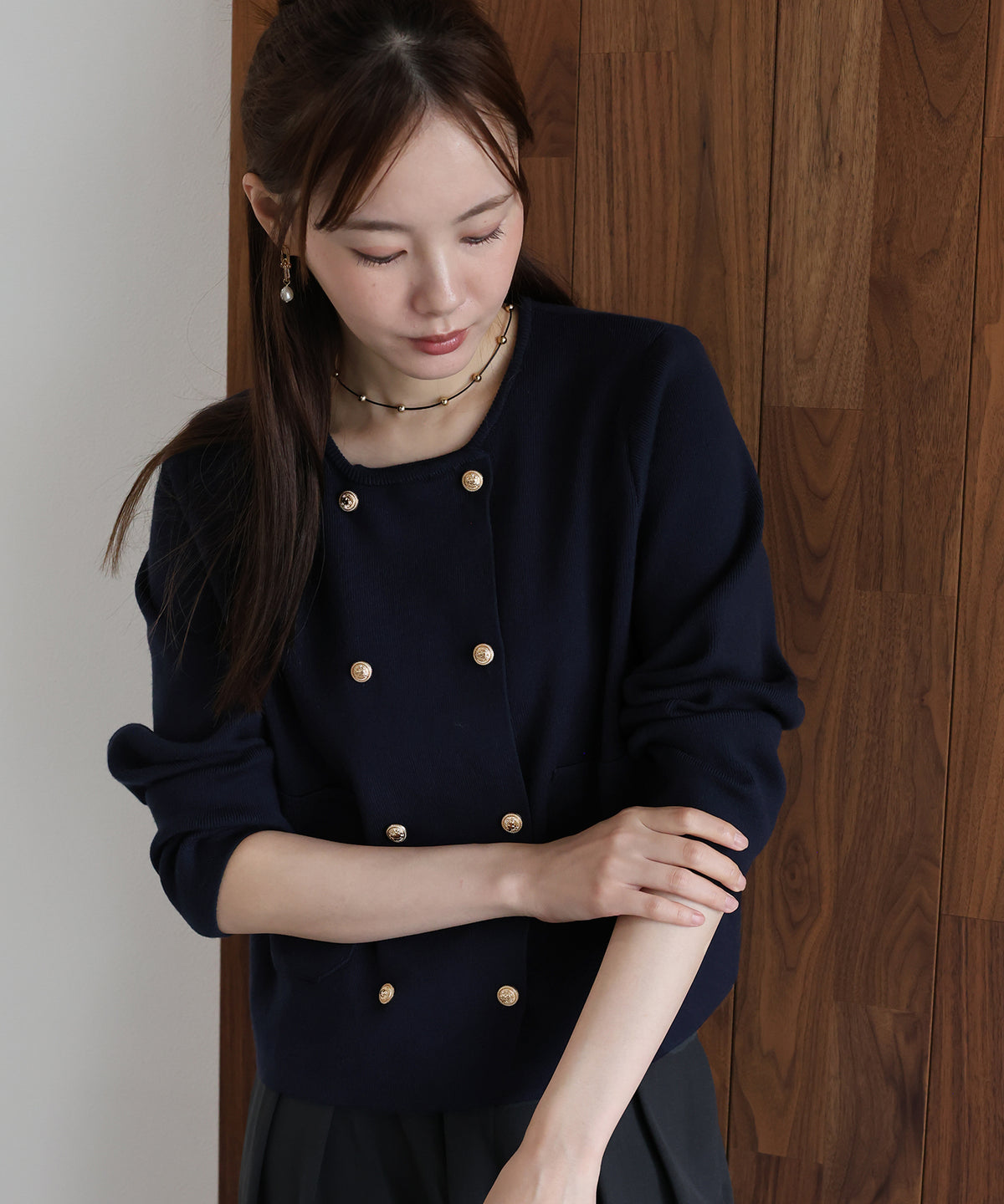 【早割5％OFF】ダブルブレストニットカーディガン
