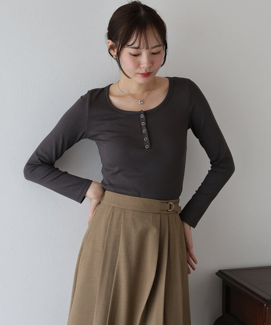 【TIME SALE】ヘンリーネック長袖Tシャツ【ネコポス】