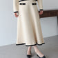 【TIME SALE】金ボタンバイカラーニットスカート
