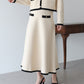 【TIME SALE】金ボタンバイカラーニットスカート