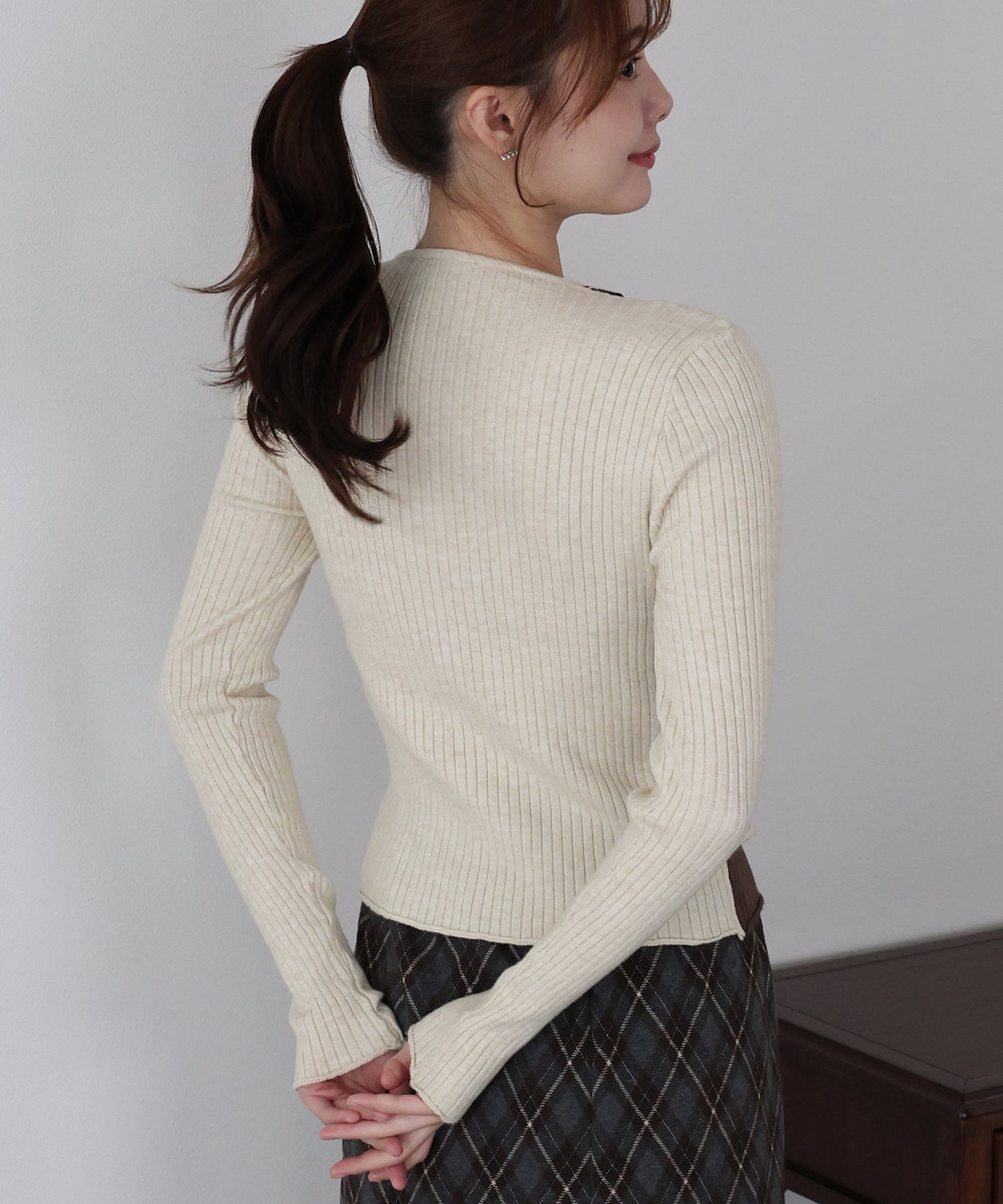 【SALE】バイカラーレイヤードカーディガン