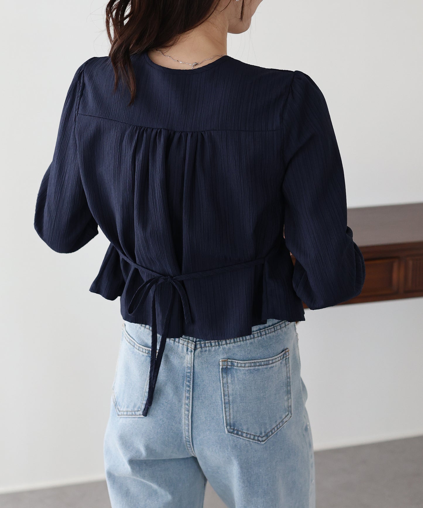 バックリボンスクエアティアードブラウス【ネコポス】