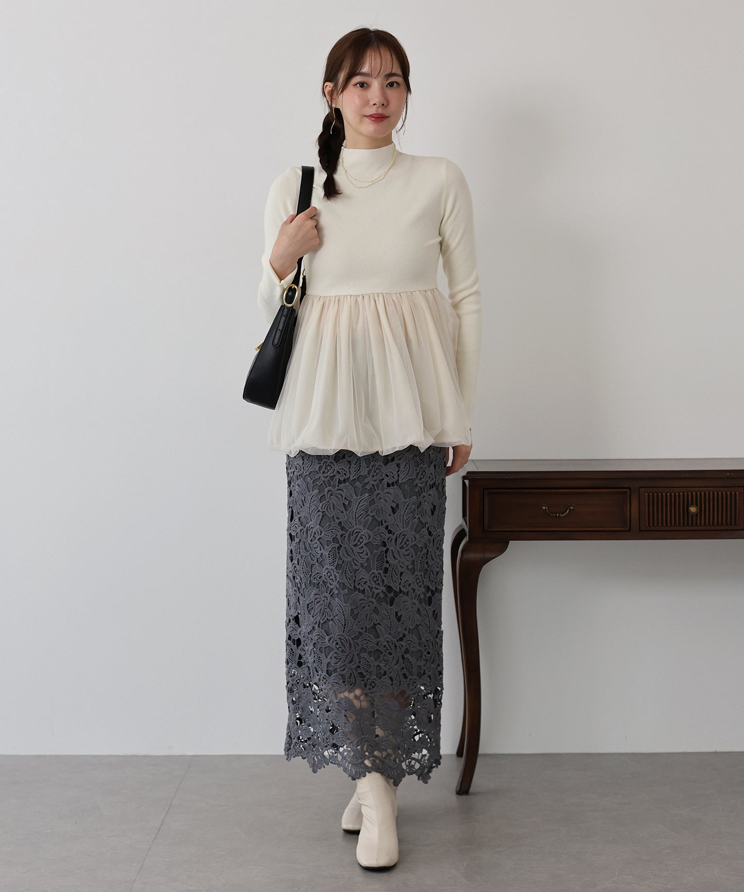 【TIME SALE】バルーンチュールドッキングニット