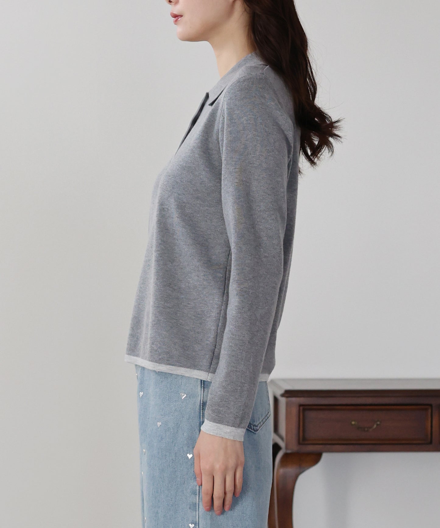 バイカラーポロ襟ニット