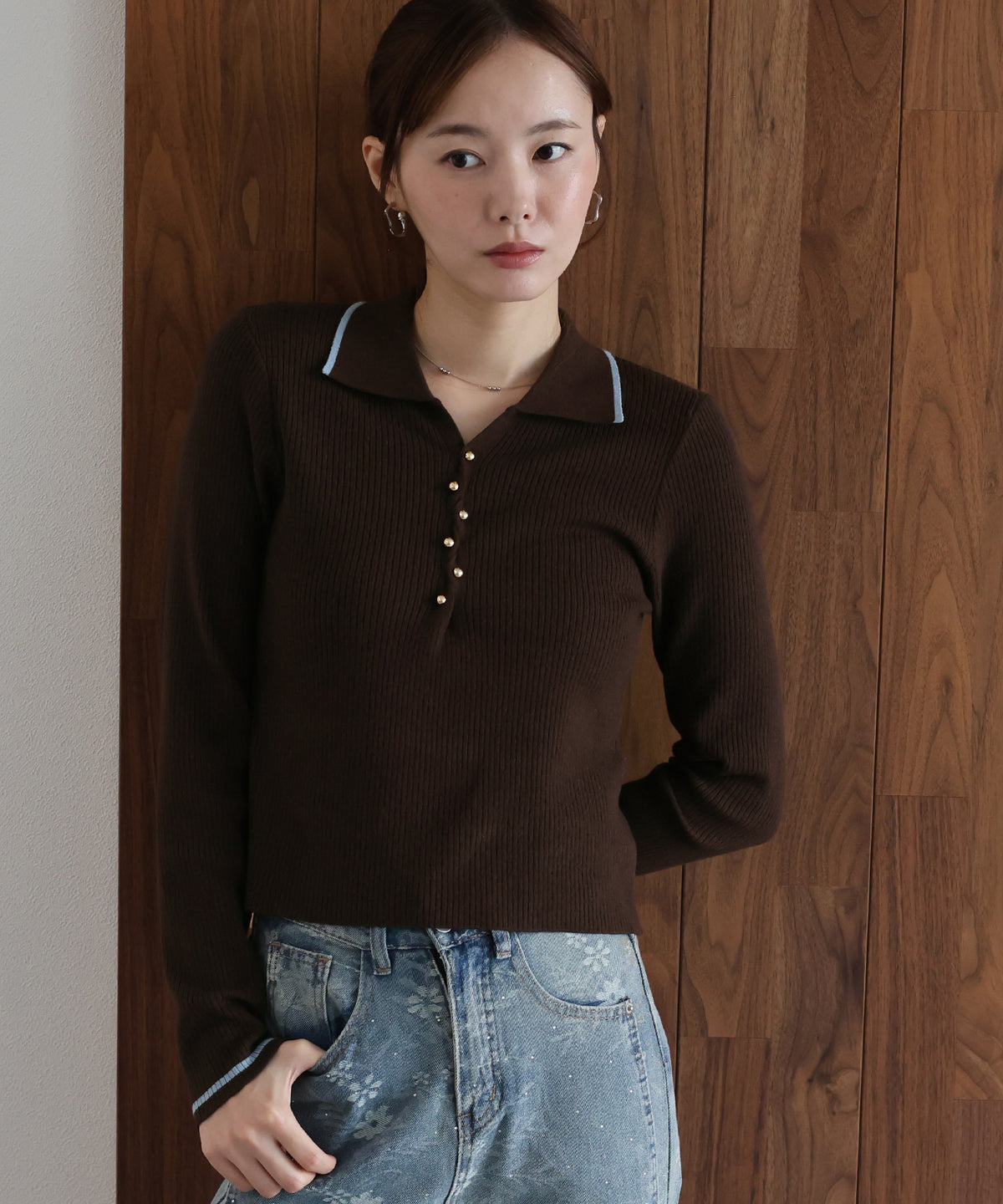 【早割5％OFF】バイカラースキッパーポロニット