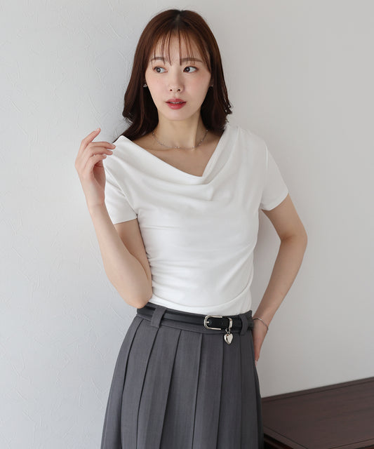 【SALE】半袖ドレープネックTシャツ【ネコポス】