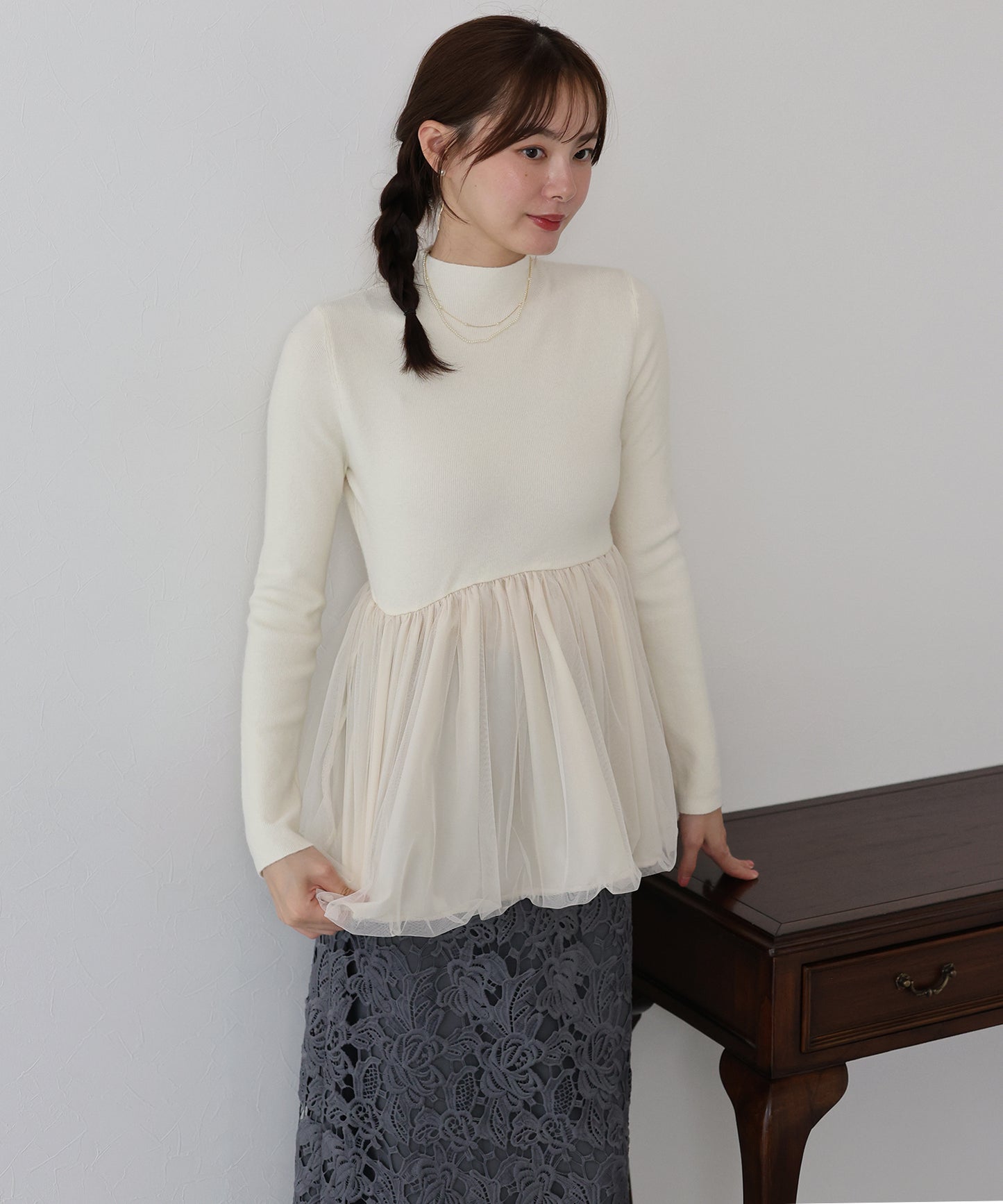 【TIME SALE】バルーンチュールドッキングニット