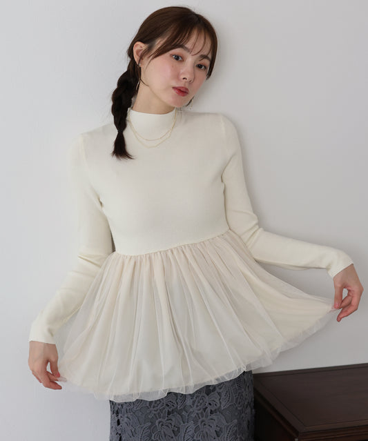 【TIME SALE】バルーンチュールドッキングニット