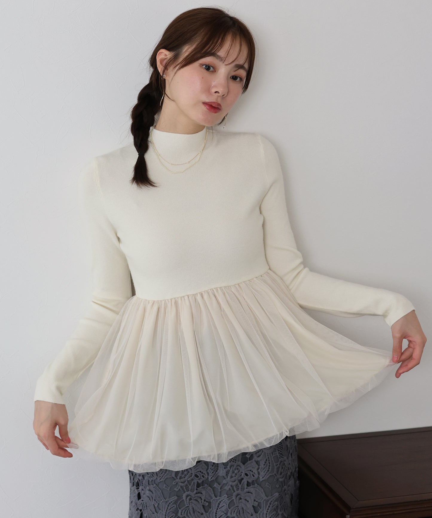 【TIME SALE】バルーンチュールドッキングニット