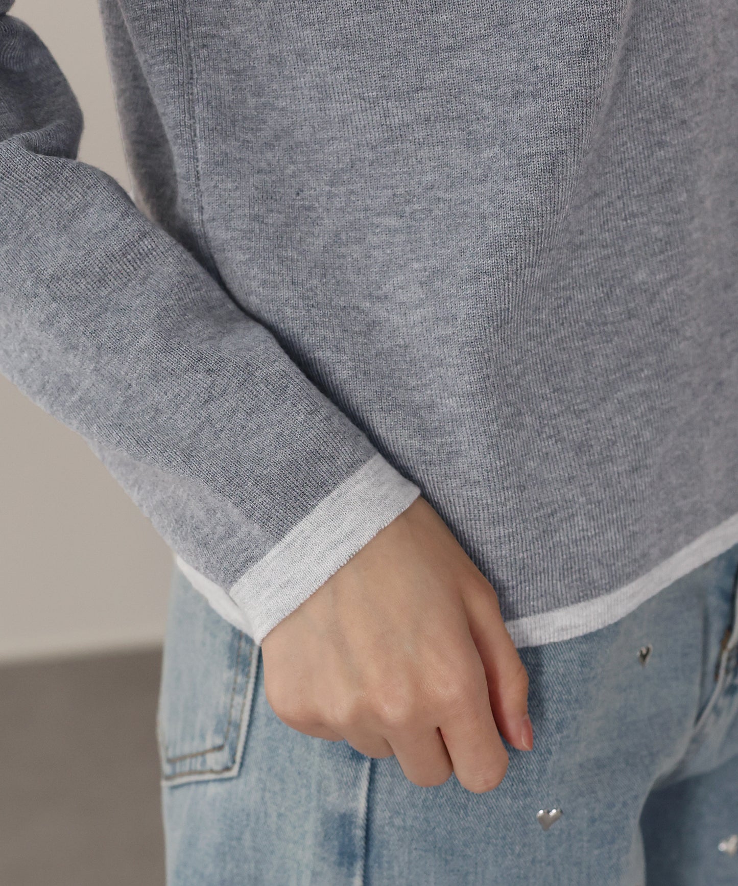 バイカラーポロ襟ニット