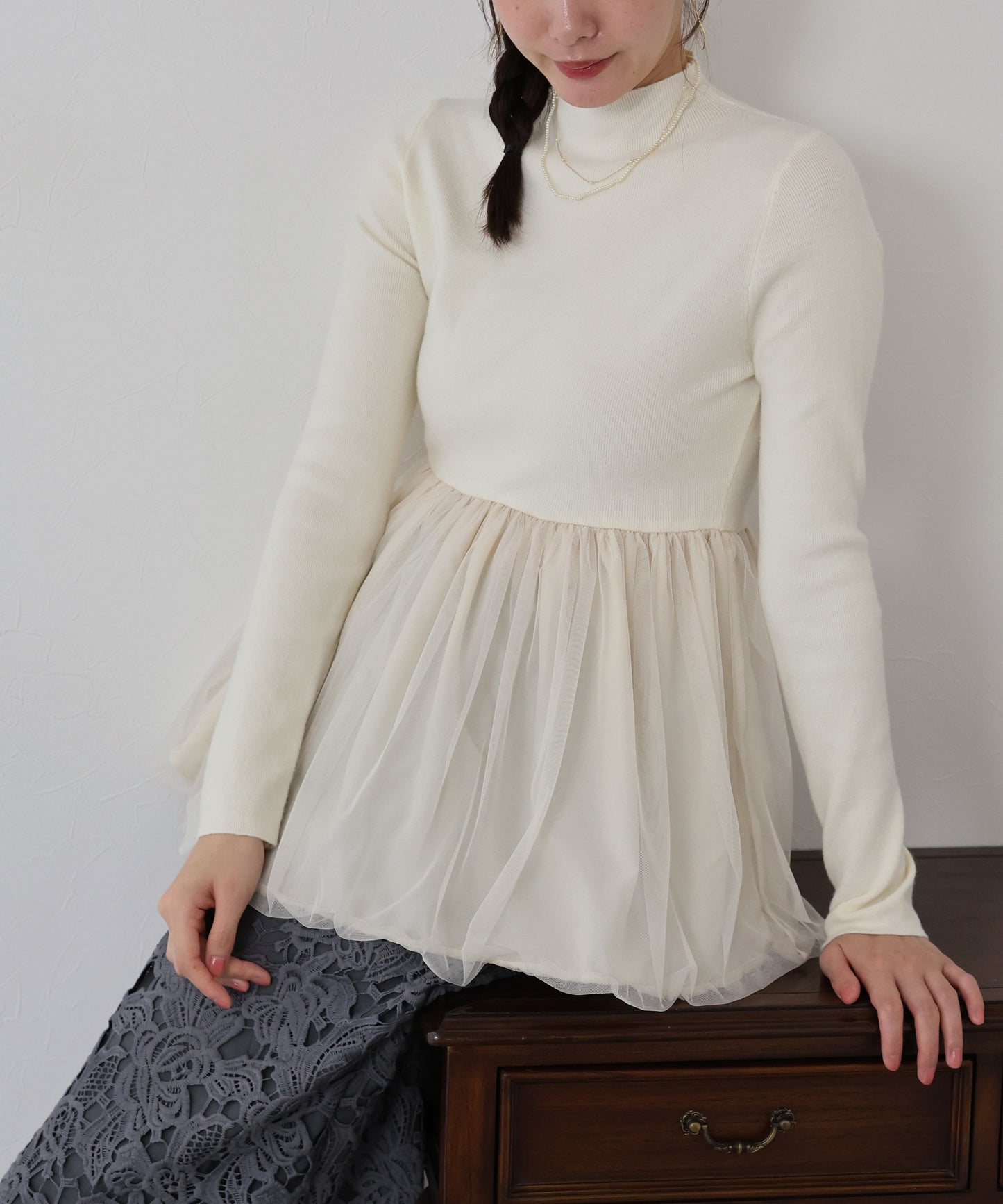 【TIME SALE】バルーンチュールドッキングニット