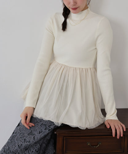 【TIME SALE】バルーンチュールドッキングニット