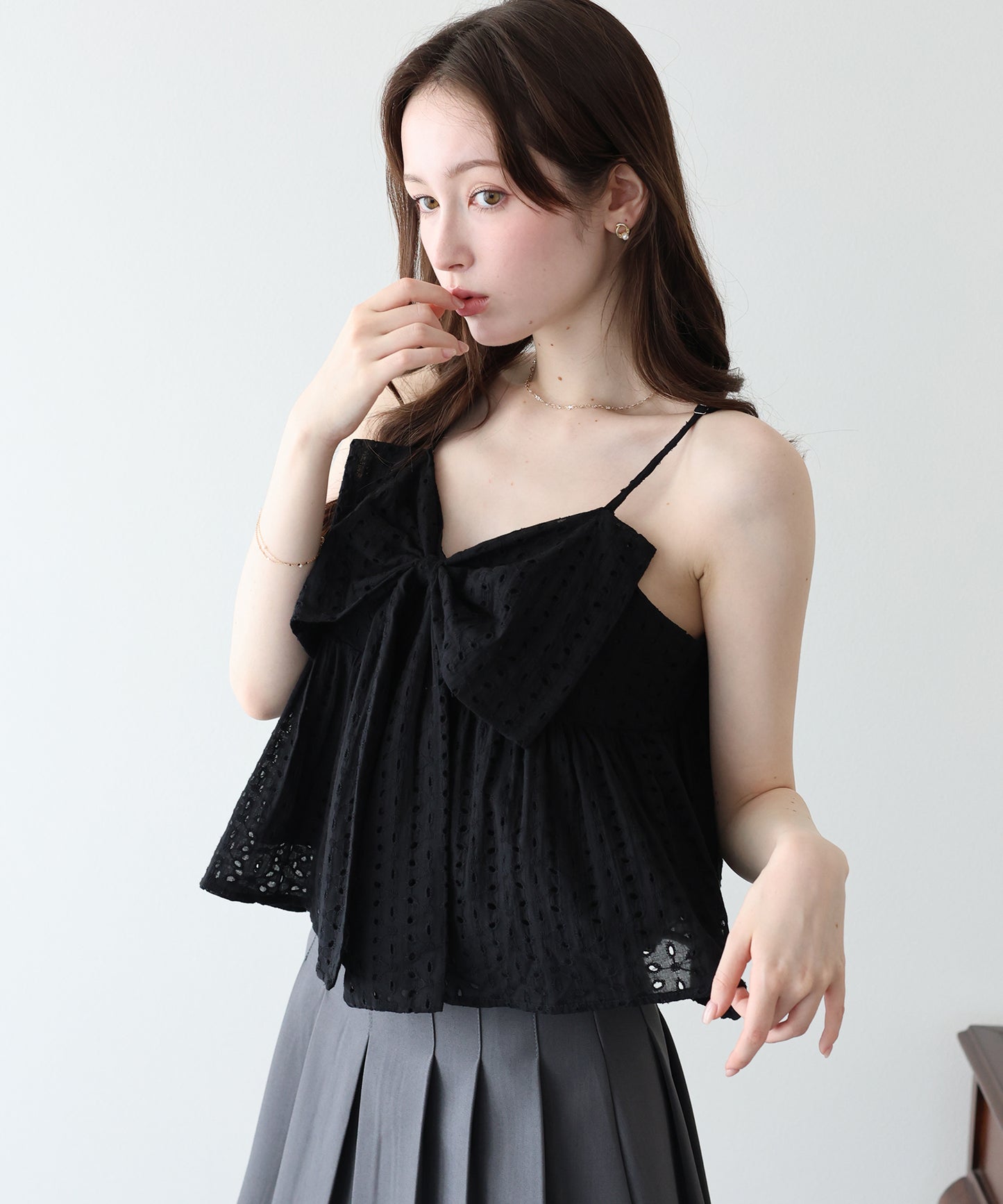 【早割5％OFF】コットンレースペプラムキャミビスチェ【メール便】