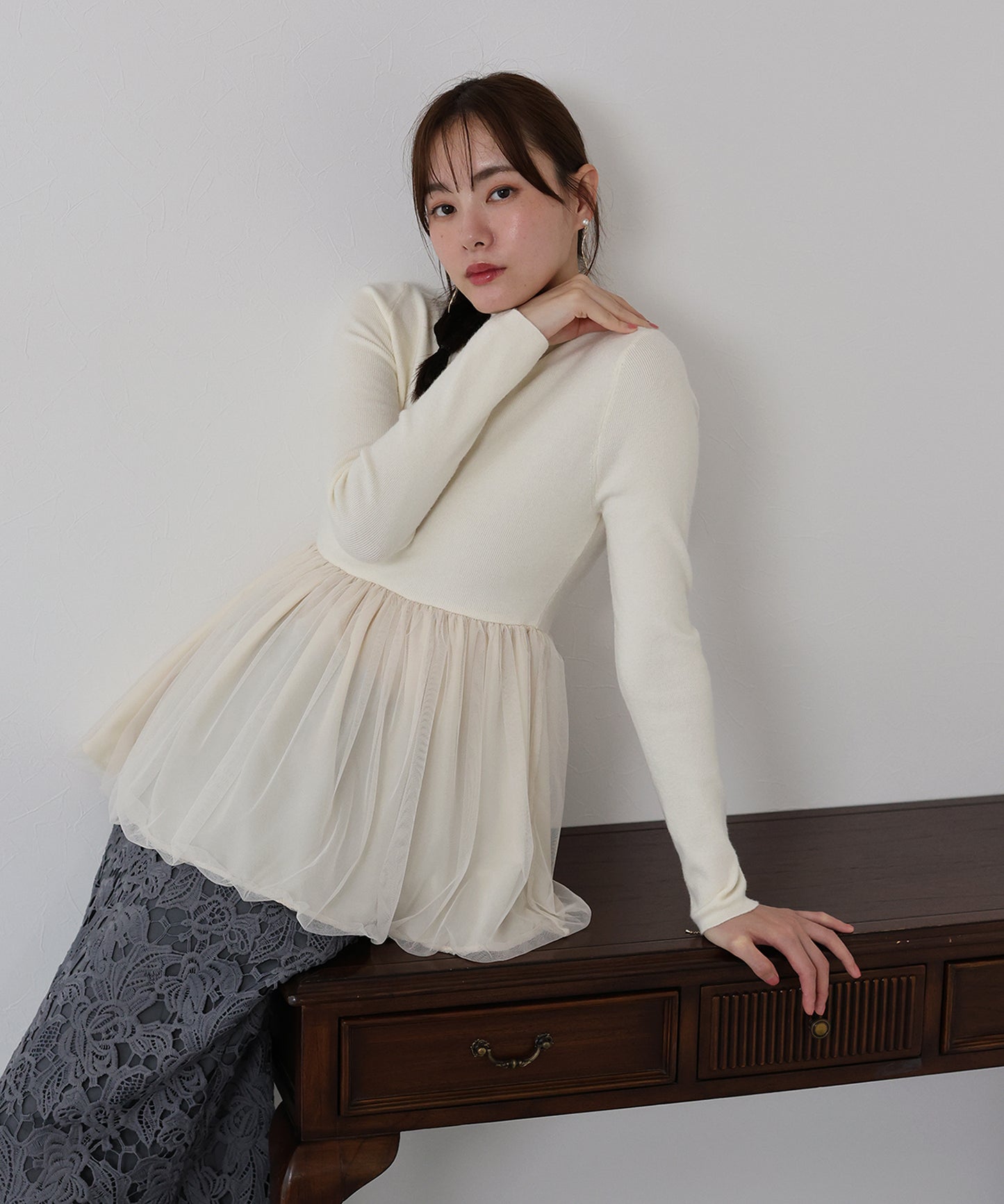 【TIME SALE】バルーンチュールドッキングニット