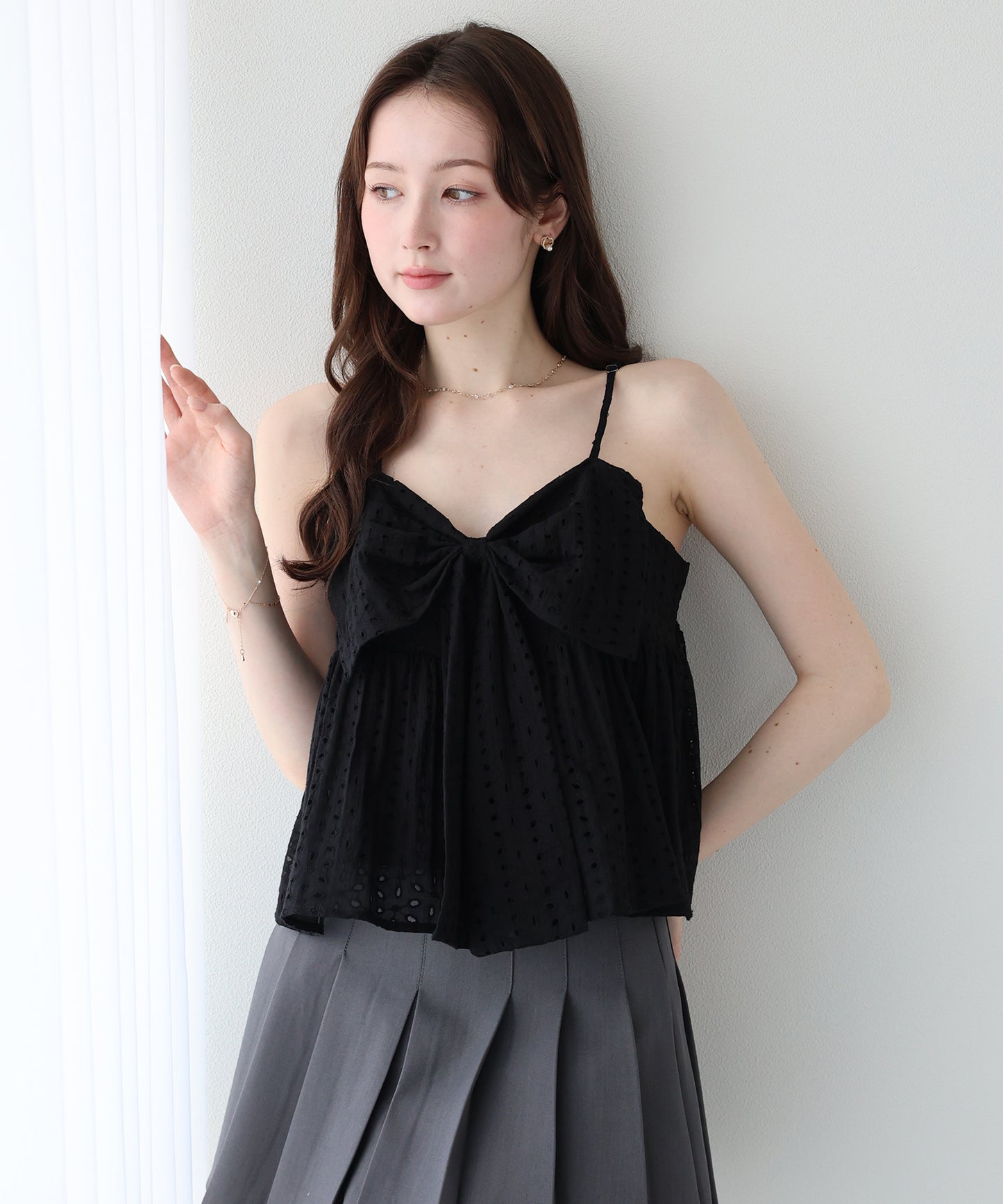 【早割5％OFF】コットンレースペプラムキャミビスチェ【メール便】