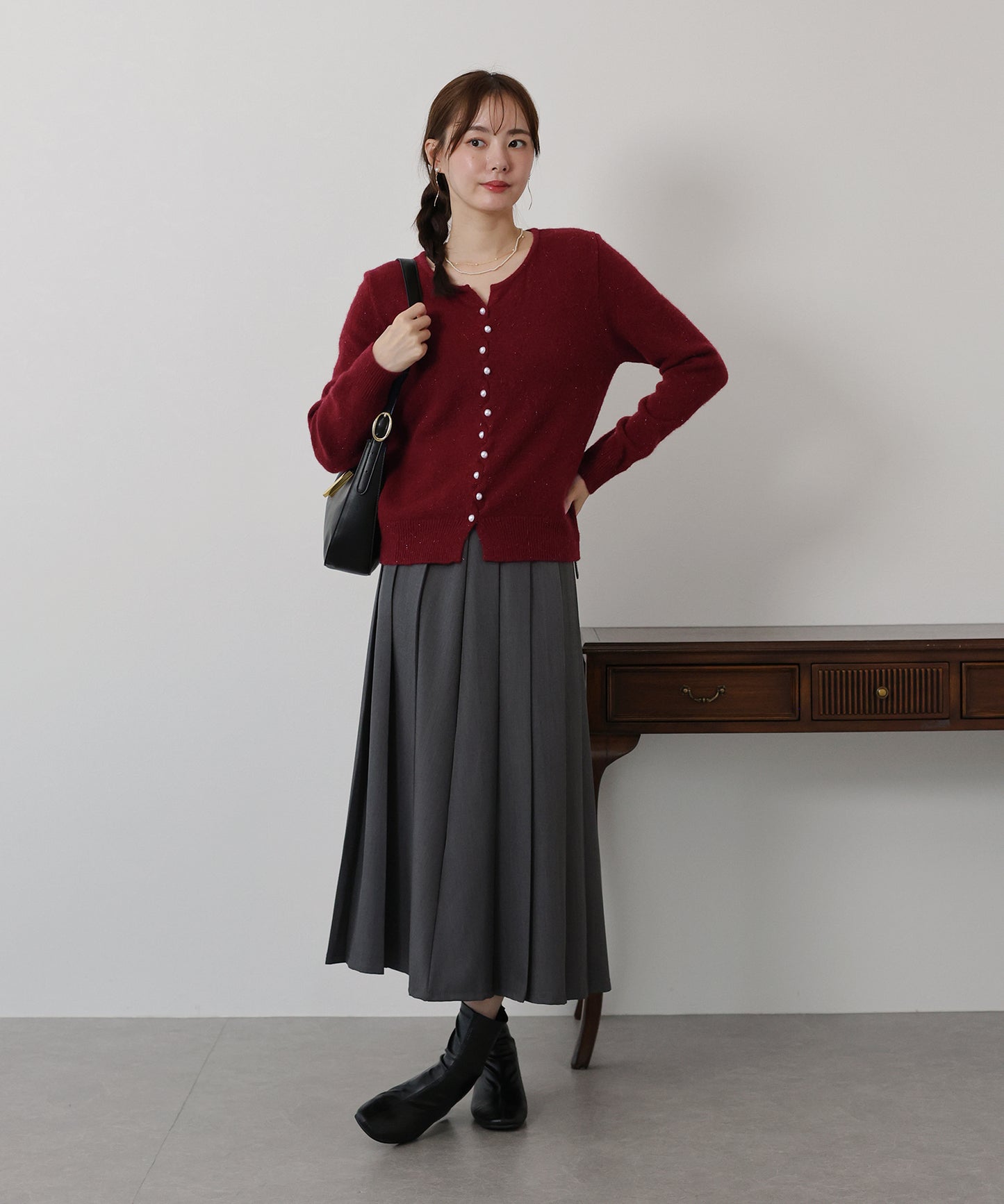 パールボタンラメカーディガン