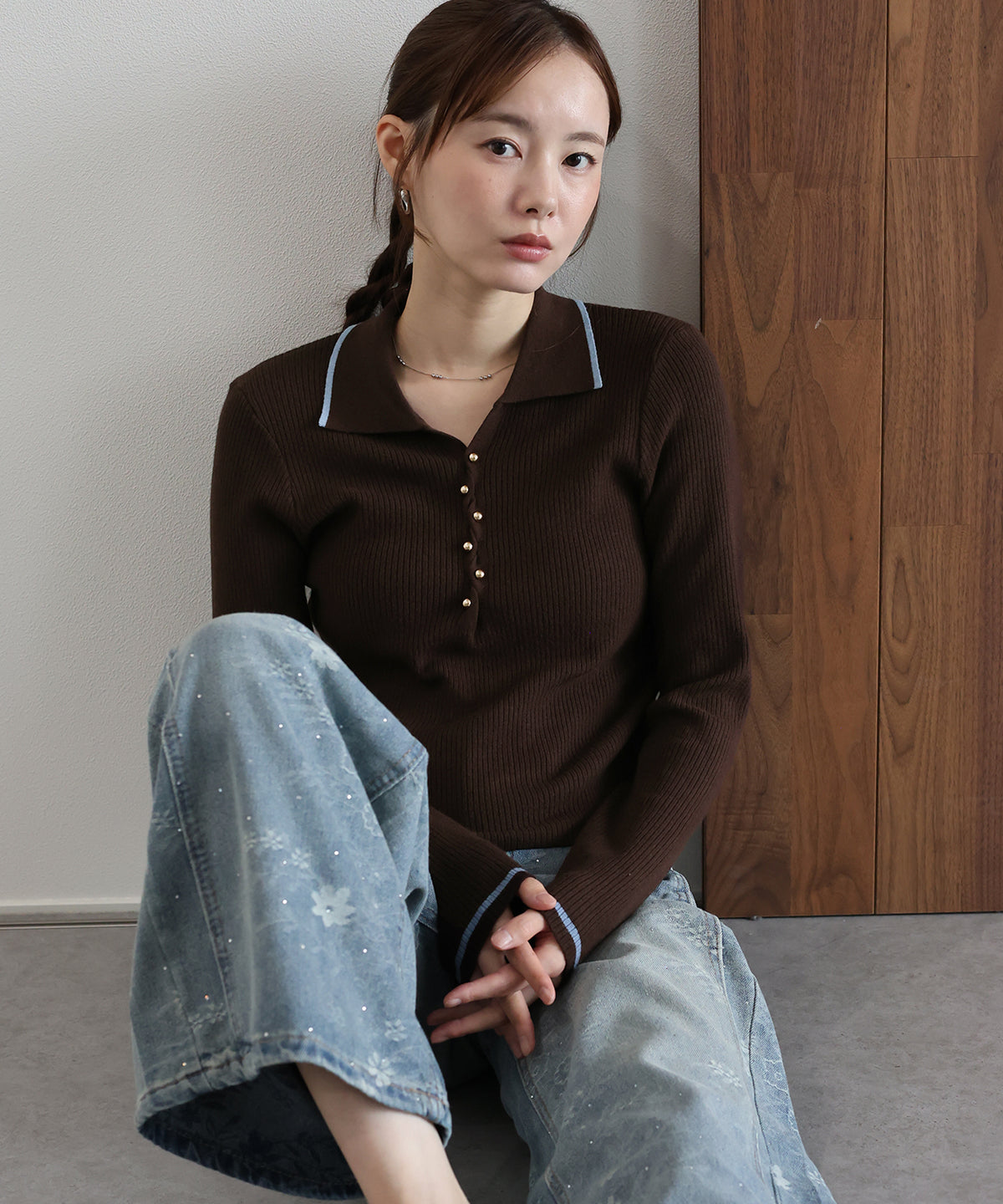 【早割5％OFF】バイカラースキッパーポロニット