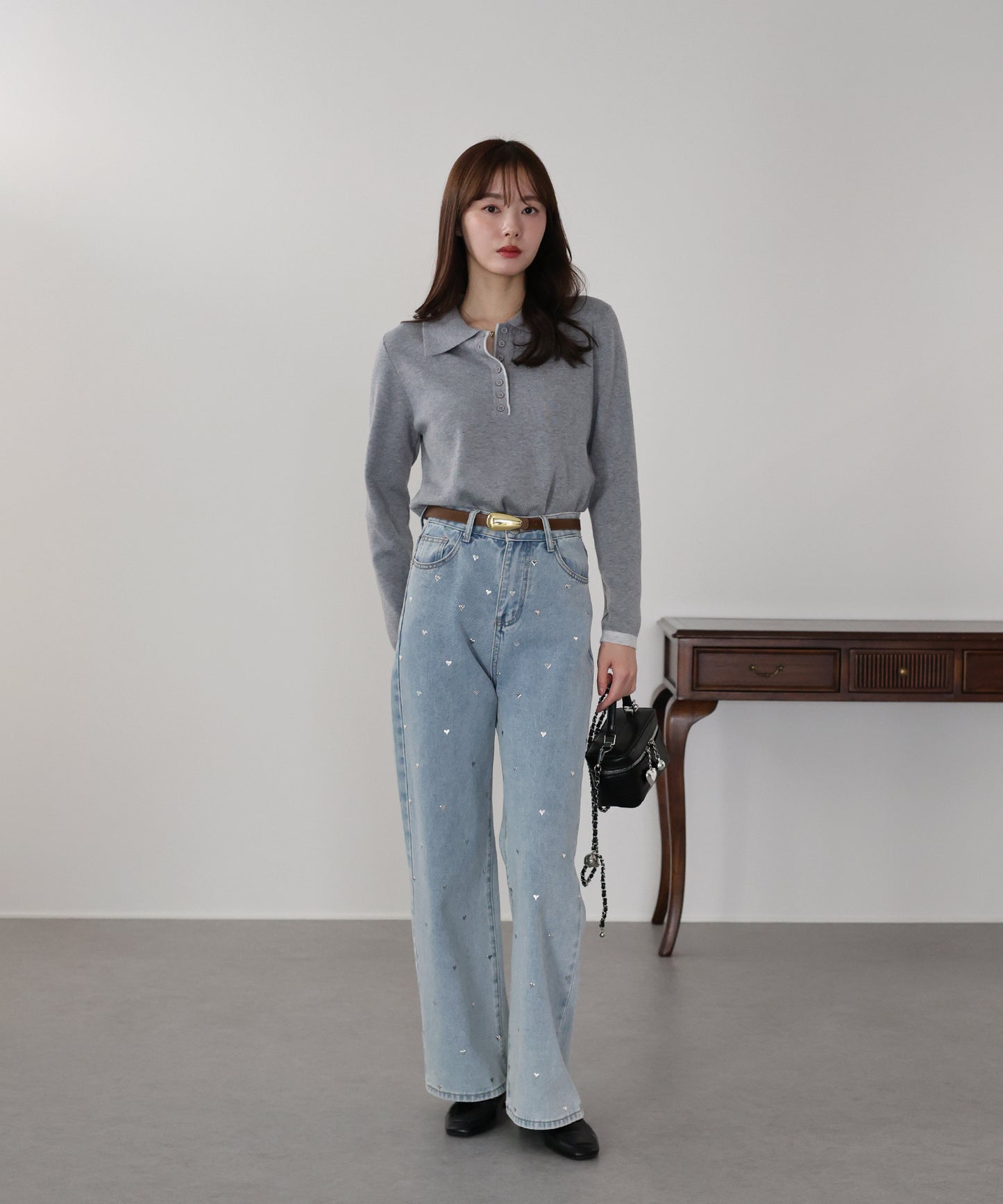 バイカラーポロ襟ニット