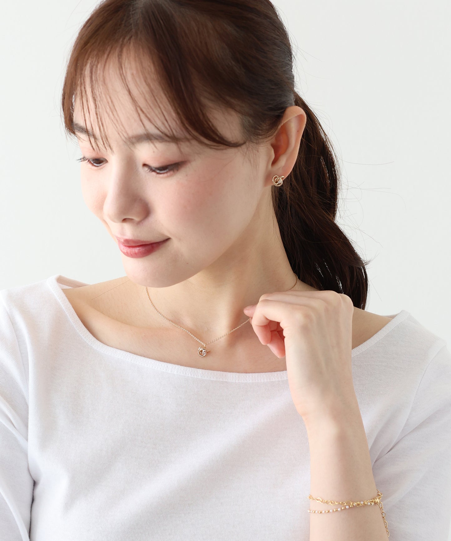 【早割5％OFF】リングビジューネックレス / ニッケルフリー【ネコポス】