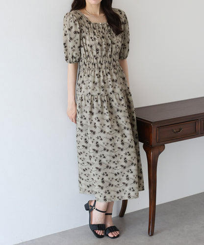 【TIME SALE】パフ袖プリントワンピース