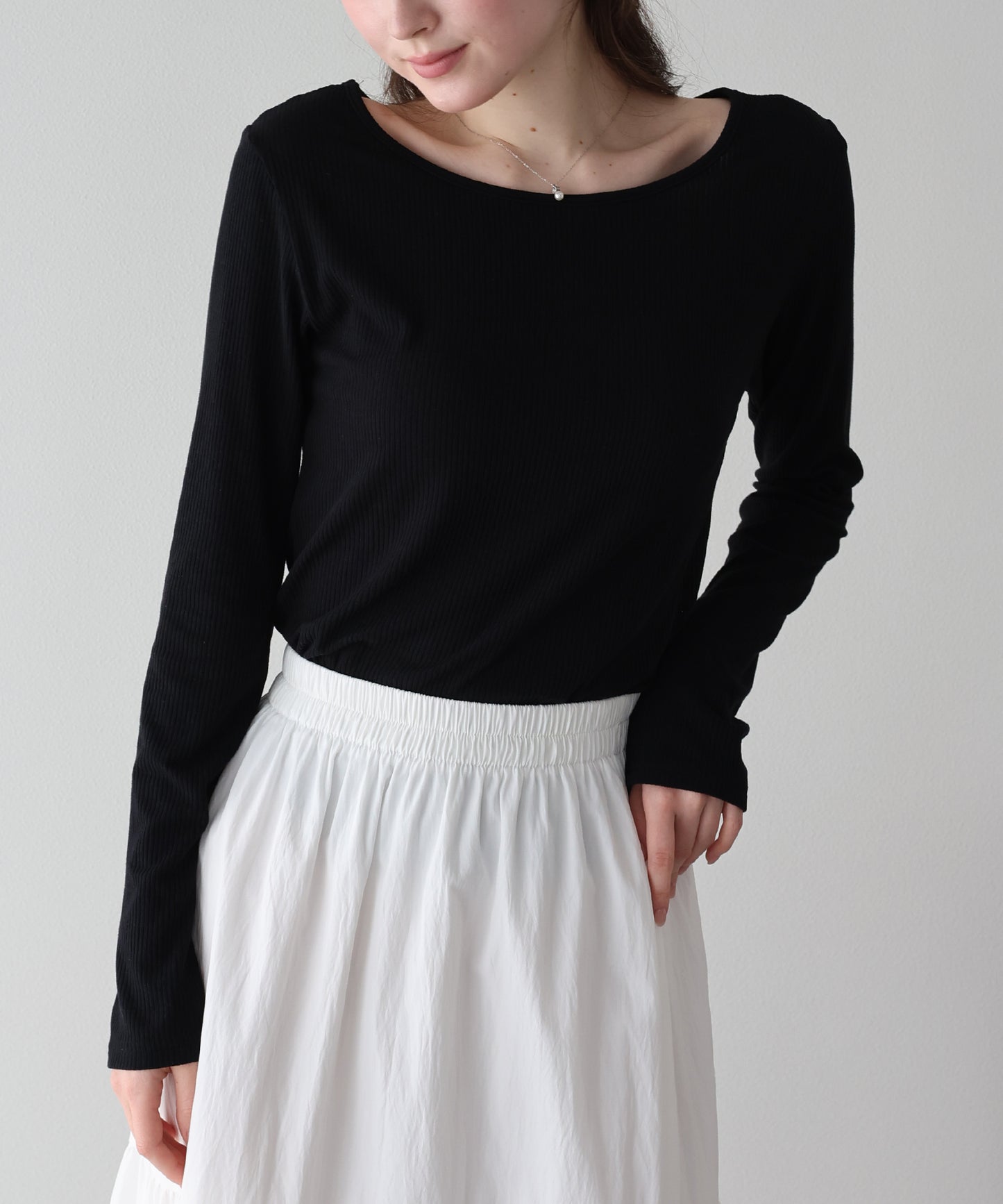【早割5％OFF】クルーネックシアーリブカットソー【ネコポス】