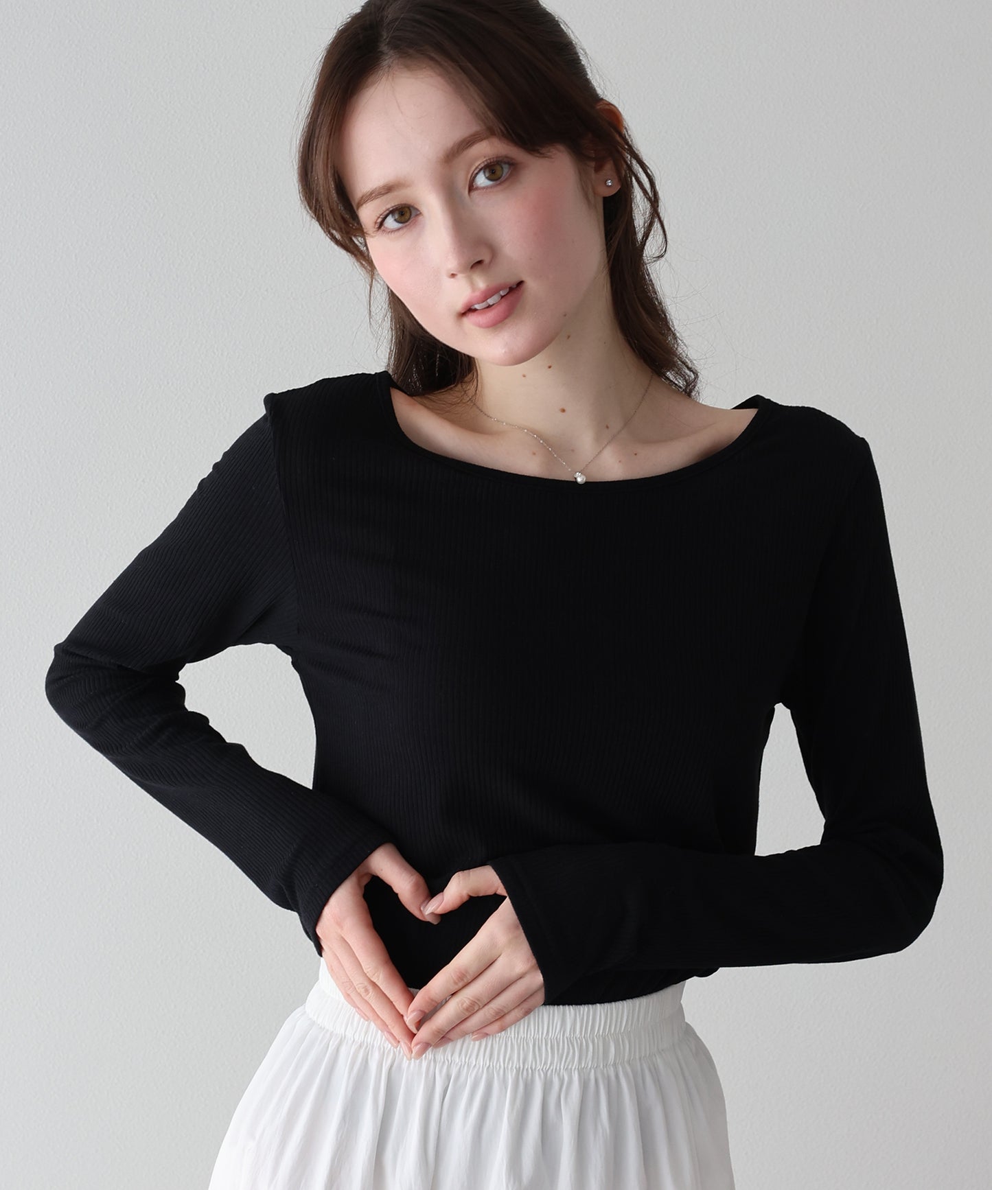 【早割5％OFF】クルーネックシアーリブカットソー【ネコポス】