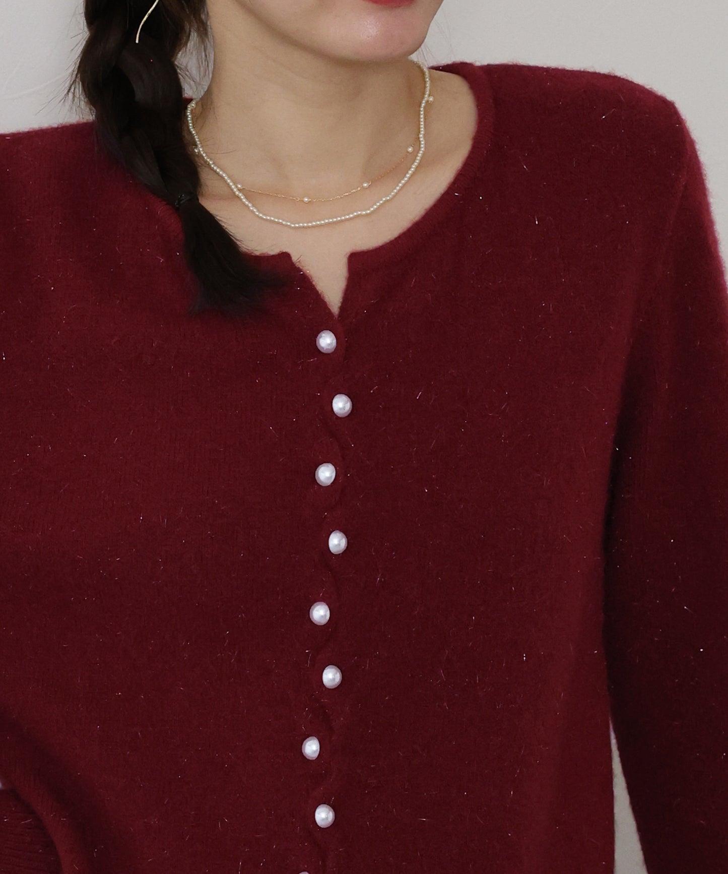 パールボタンラメカーディガン