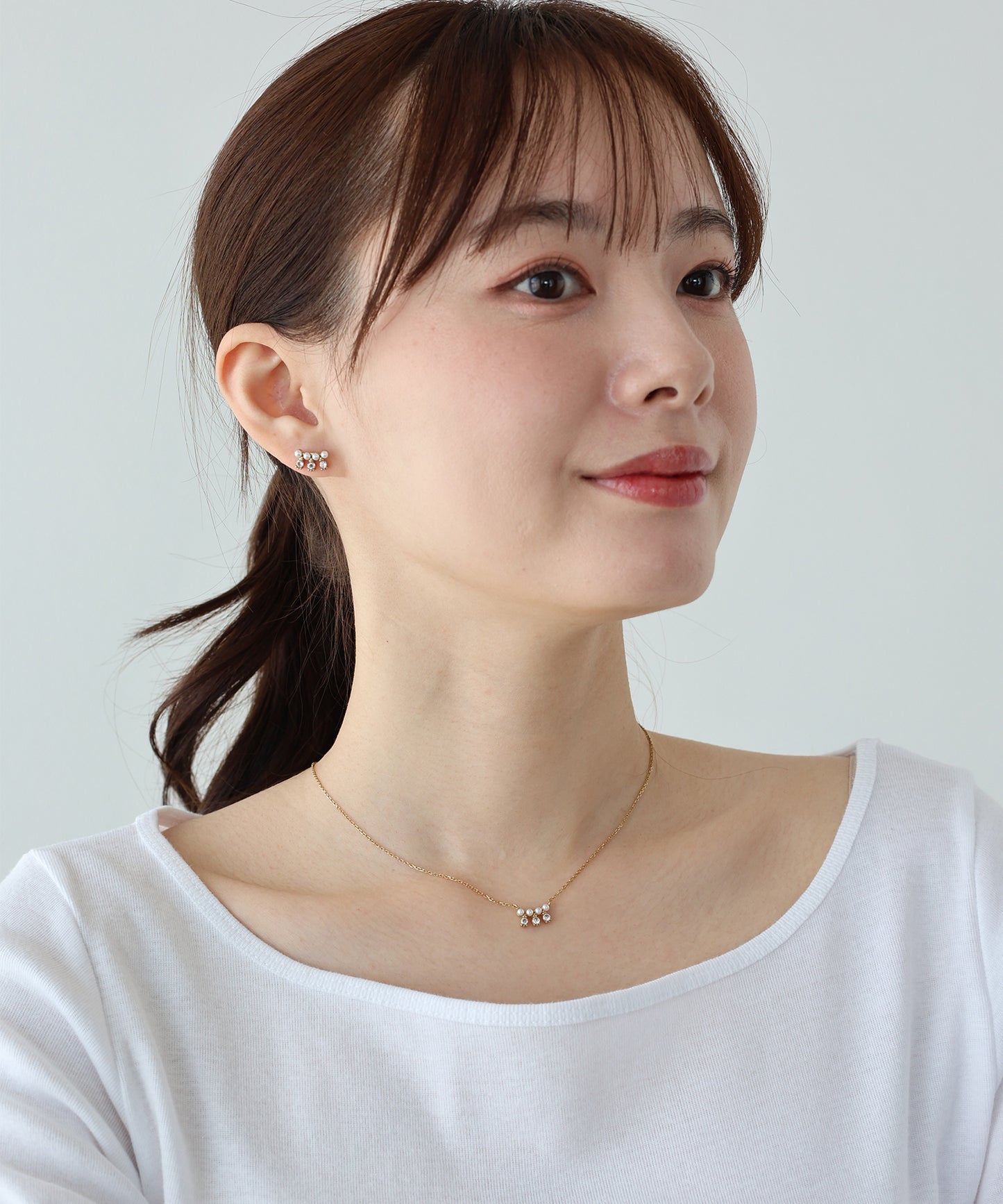 【早割5％OFF】ビジューパールネックレス / サージカルステンレス【ネコポス】