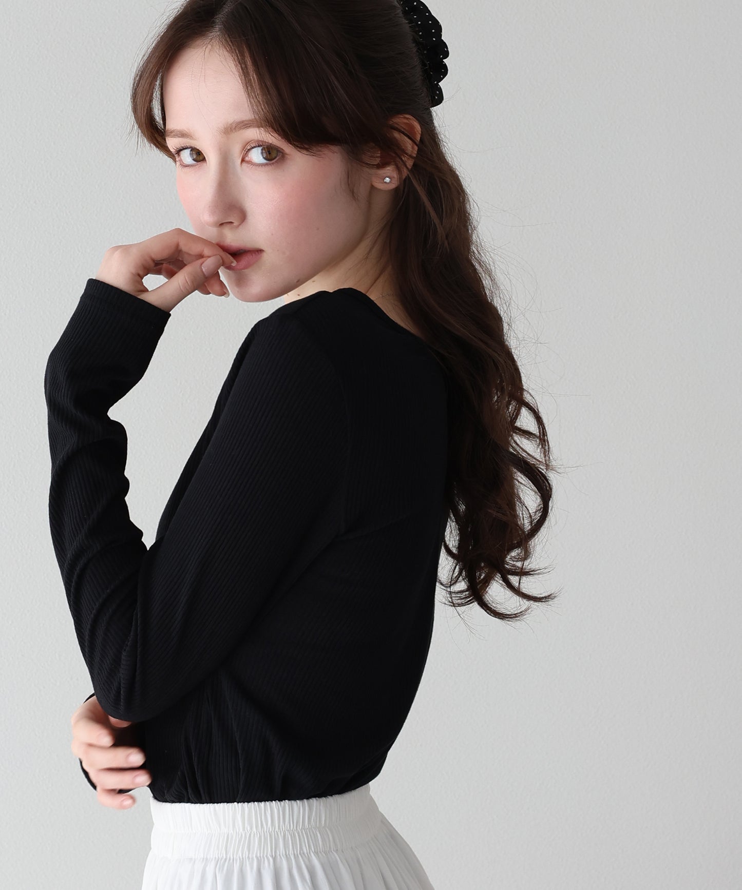 【早割5％OFF】クルーネックシアーリブカットソー【ネコポス】