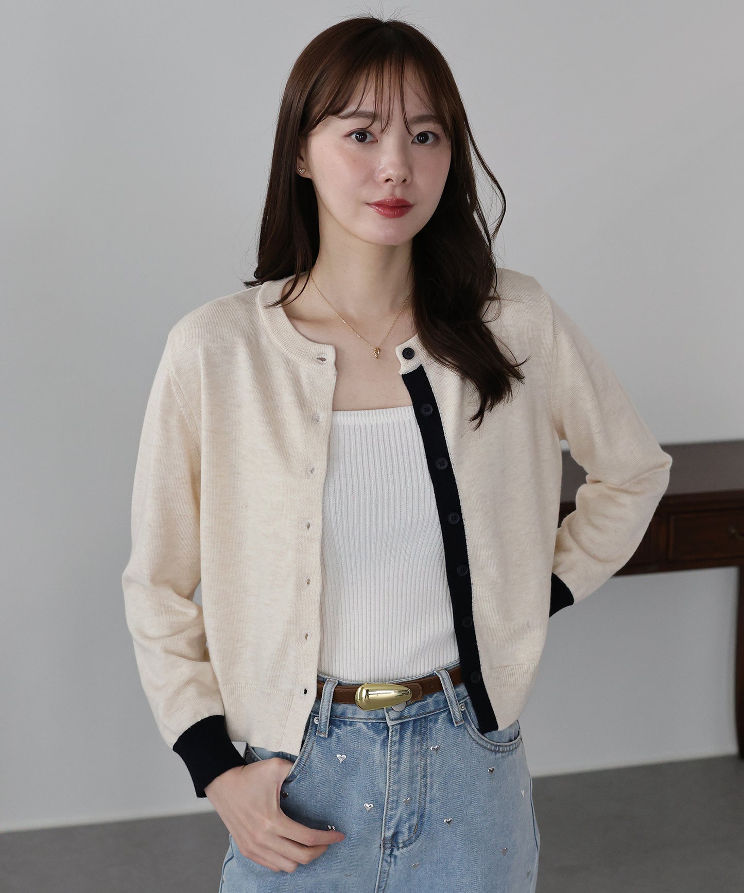 バイカラーカーディガン