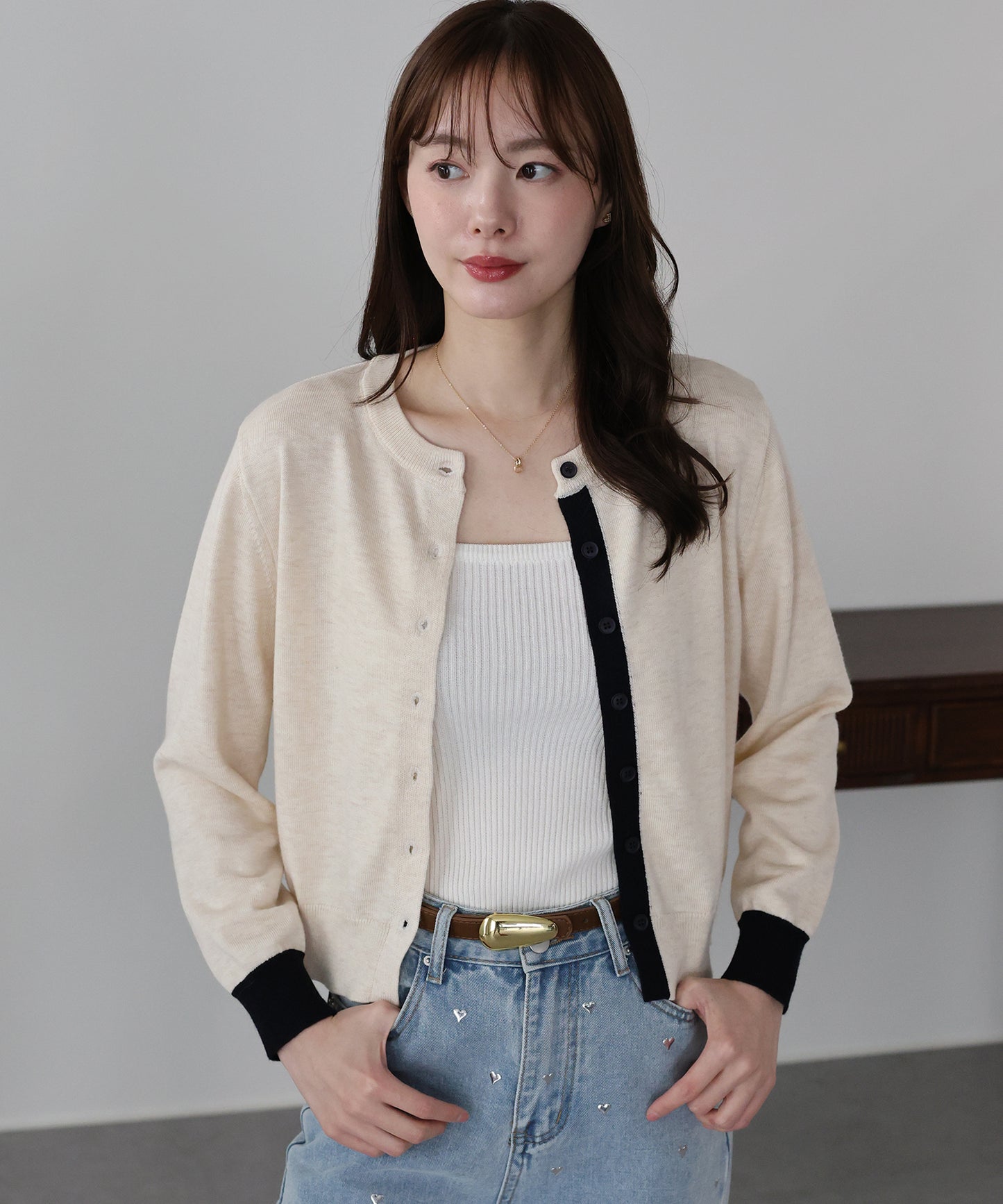 バイカラーカーディガン