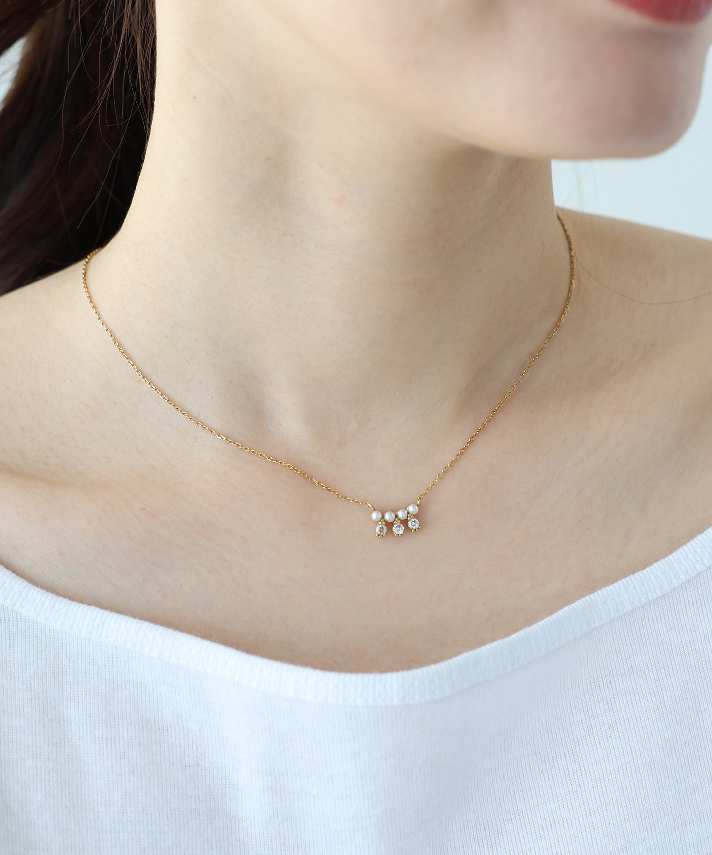 【早割5％OFF】ビジューパールネックレス / サージカルステンレス【ネコポス】