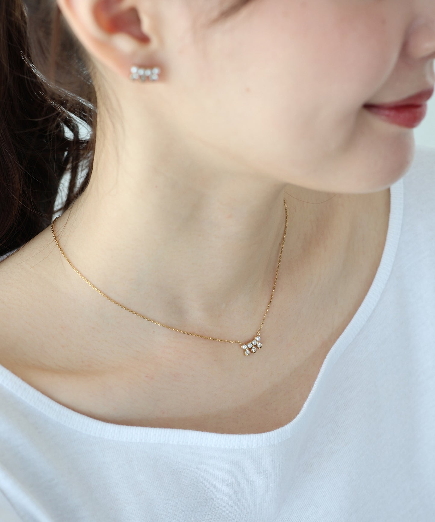 【早割5％OFF】ビジューパールネックレス / サージカルステンレス【ネコポス】