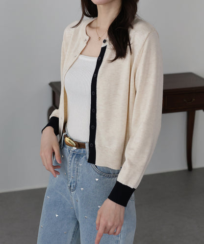 バイカラーカーディガン