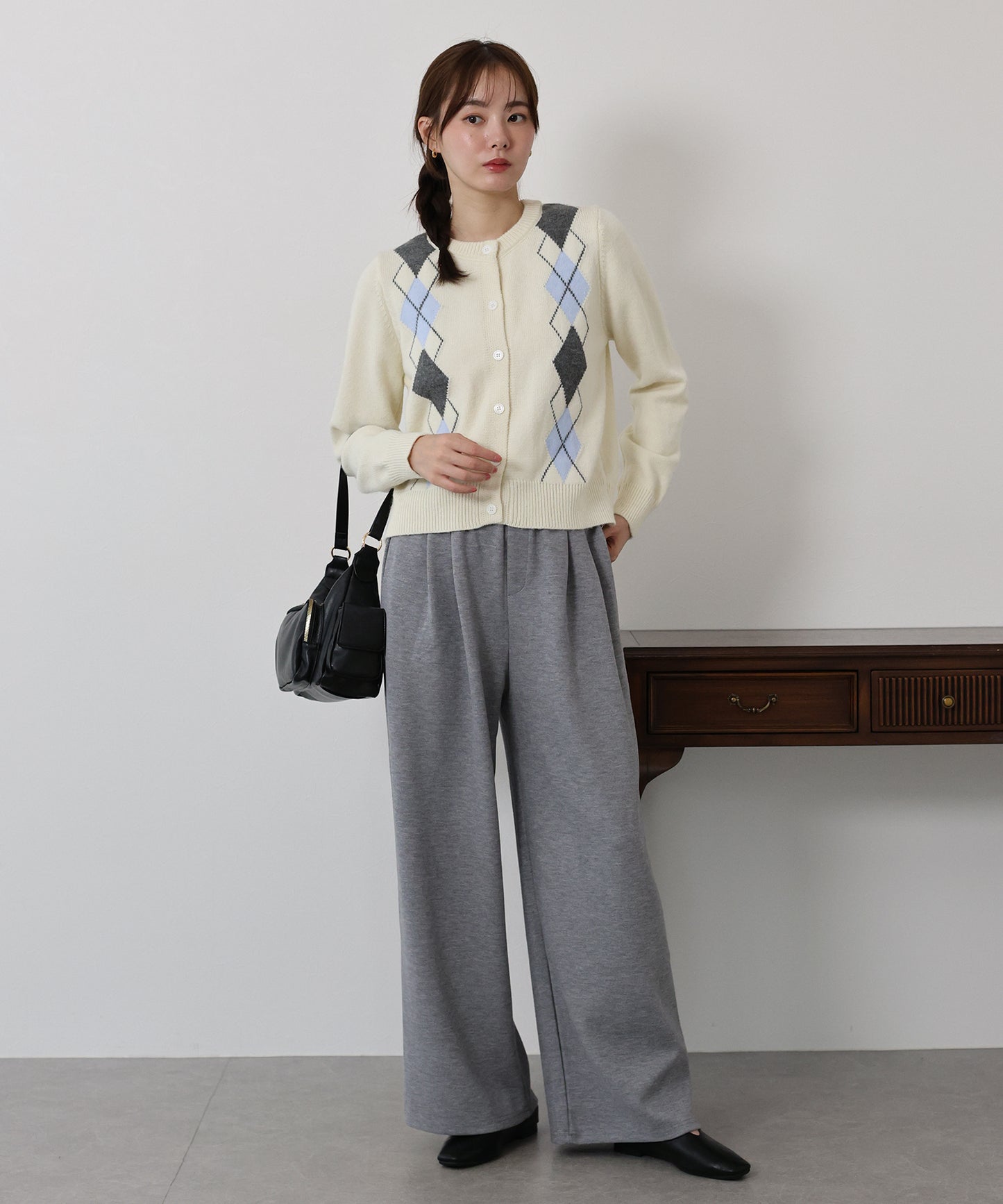 アーガイル柄カーディガン