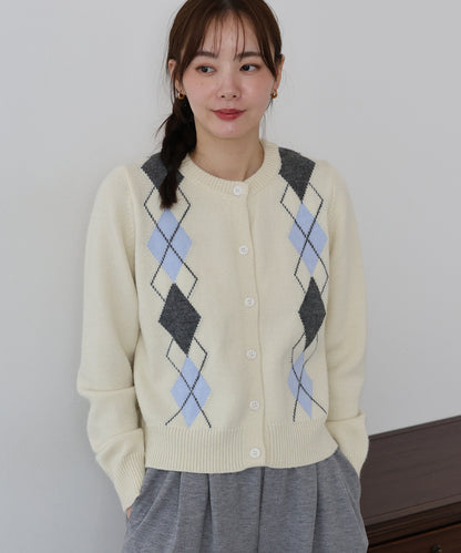 【早割5％OFF】【送料無料】アーガイル柄カーディガン