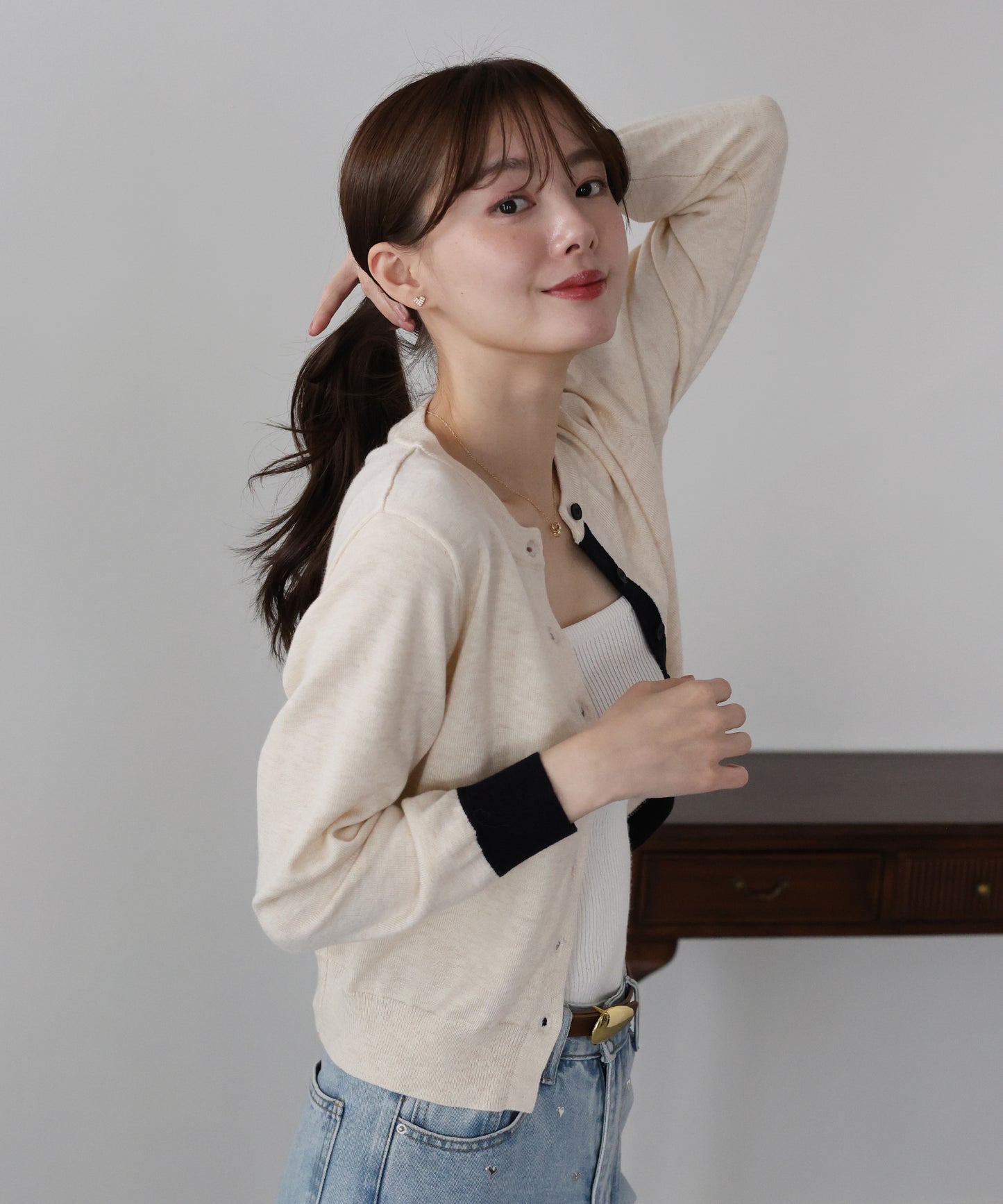 バイカラーカーディガン