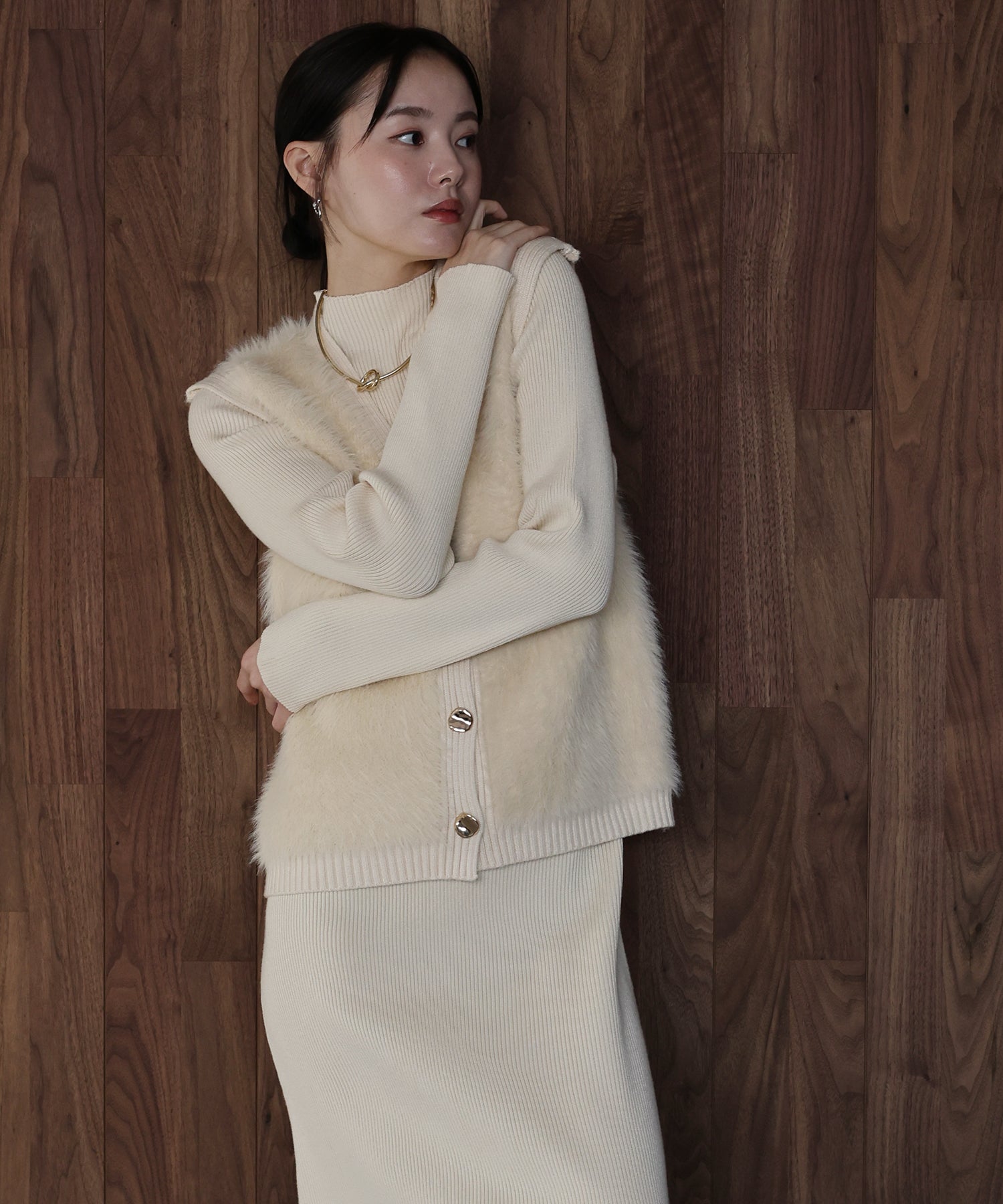 シャギーベスト＆ニットワンピースセットアップ – BLUE ONLINE