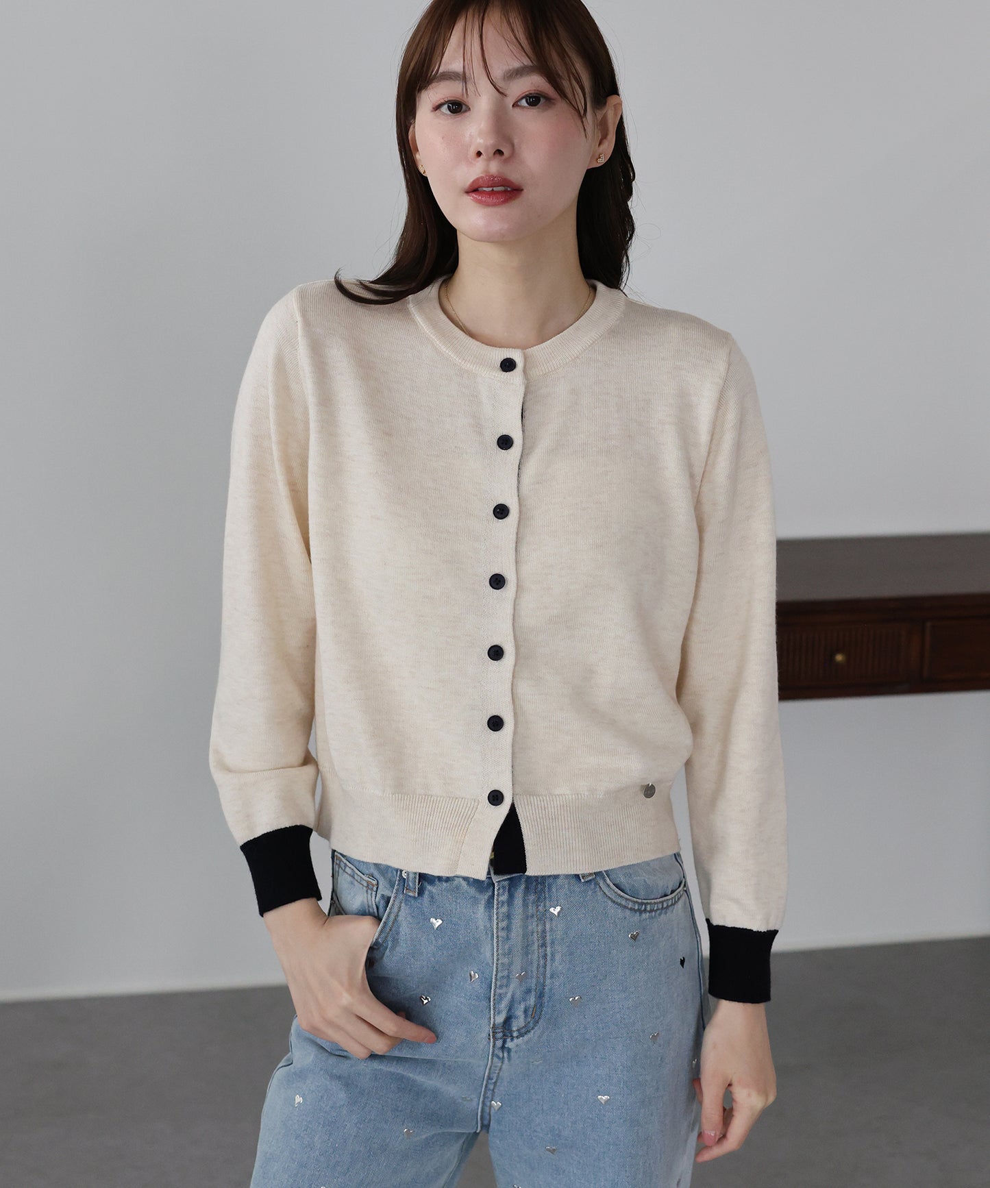 バイカラーカーディガン