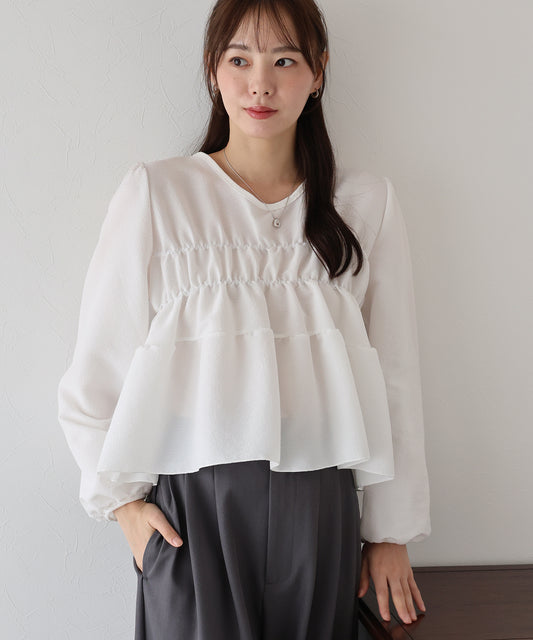 【早割5％OFF】バックリボンティアードブラウス【ネコポス】