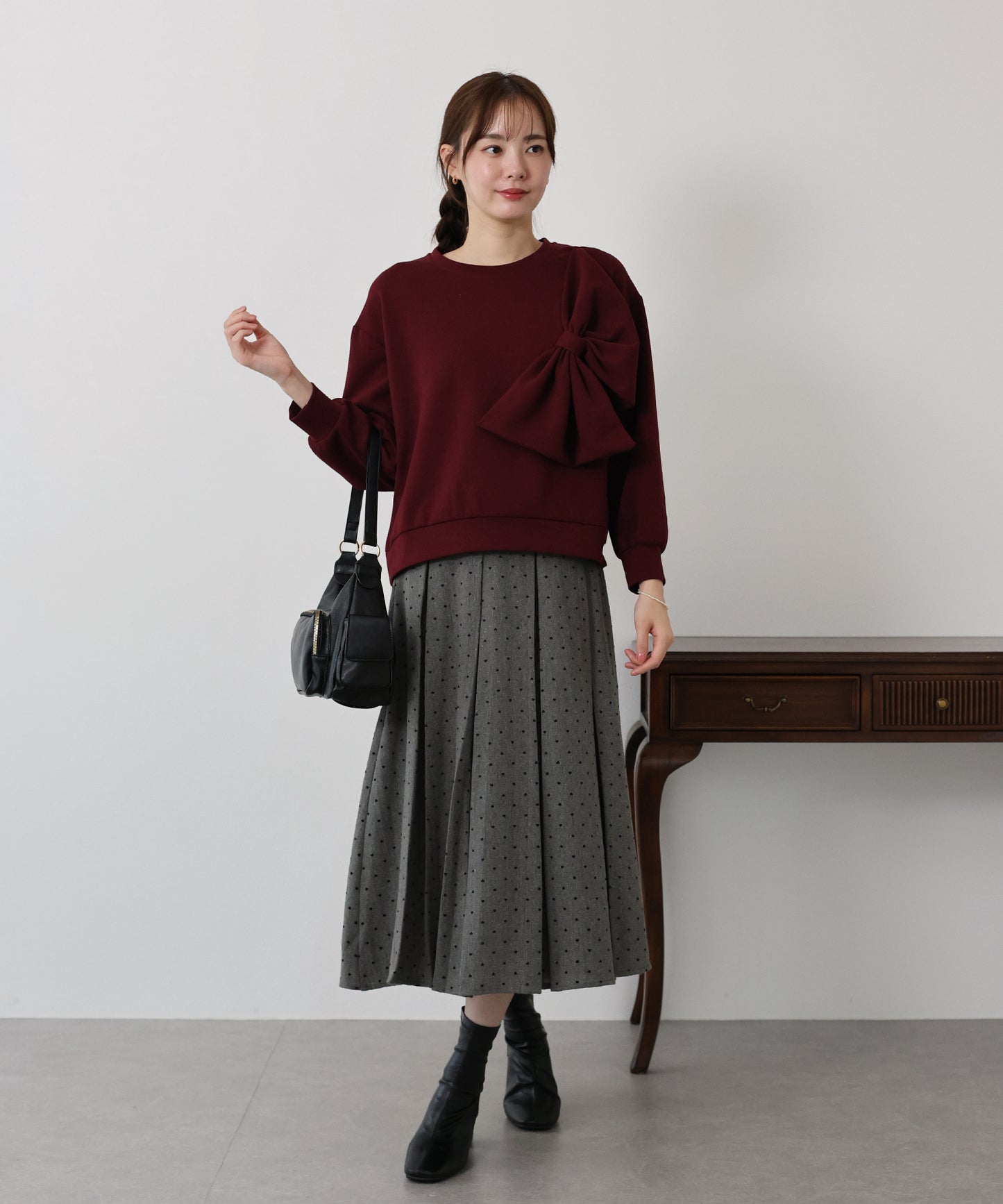 リボンスウェットトップス