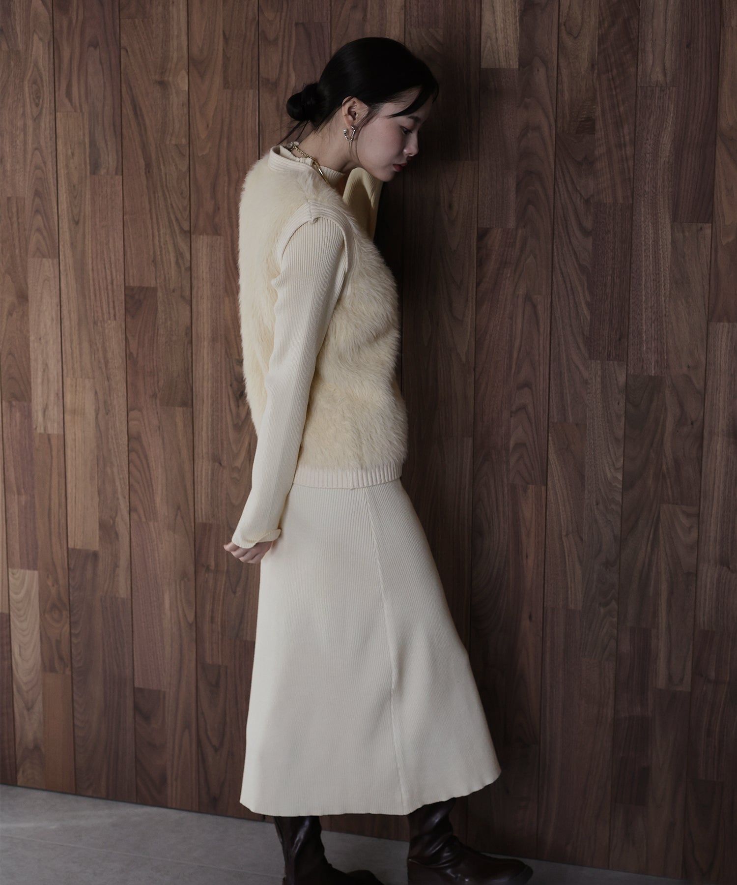 シャギーベスト＆ニットワンピースセットアップ – BLUE ONLINE